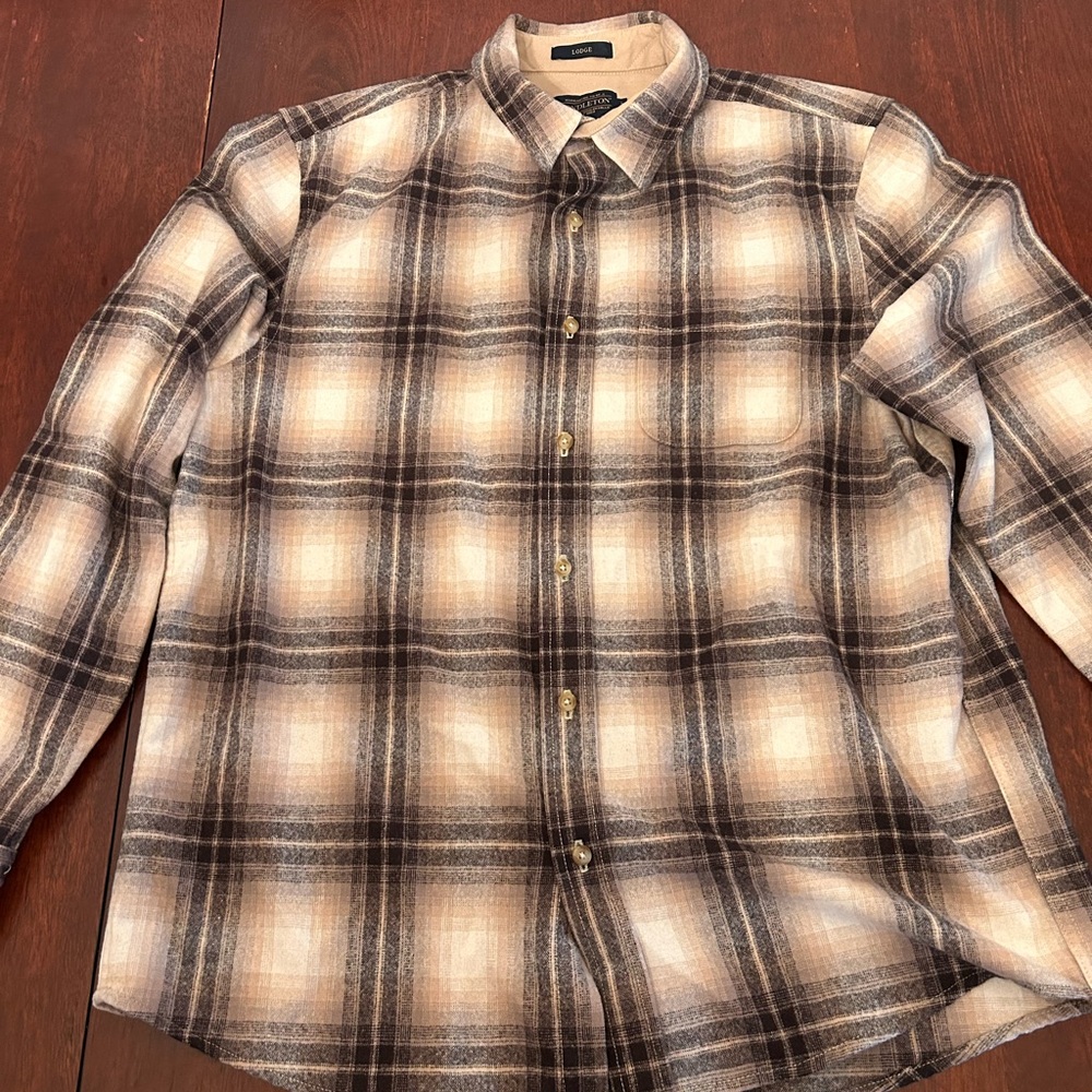 Pendleton lodge Plaid Button Down Shirt - Brown a… - image 4